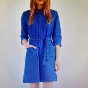 NWT!  A.P.C. DENIM SHIRT DRESS -INDIGO- XSMALL